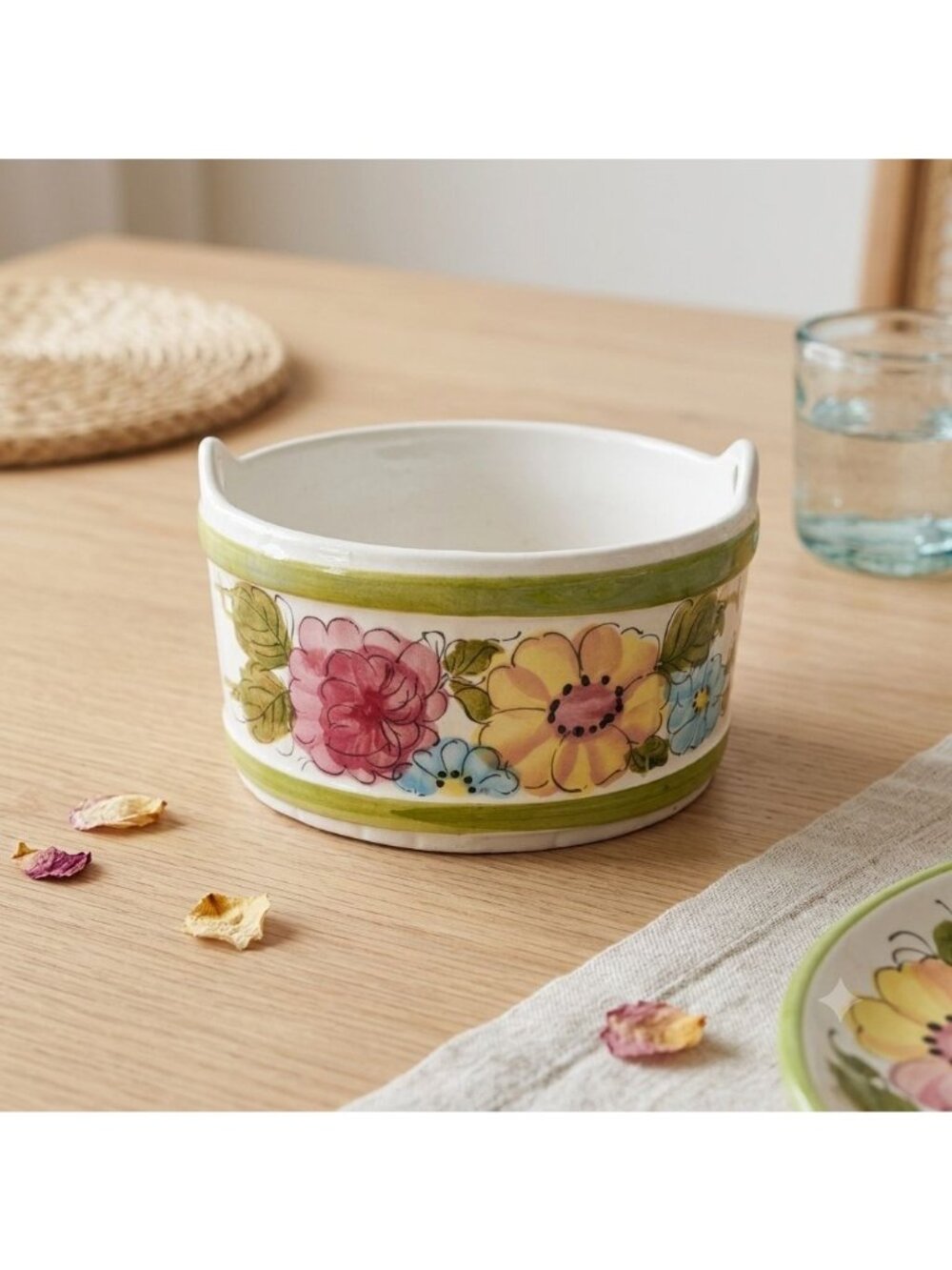 Vintage 1980 SECLA Portugal Floral Ceramic Bucket Planter Wall Cachepot FTD 6"